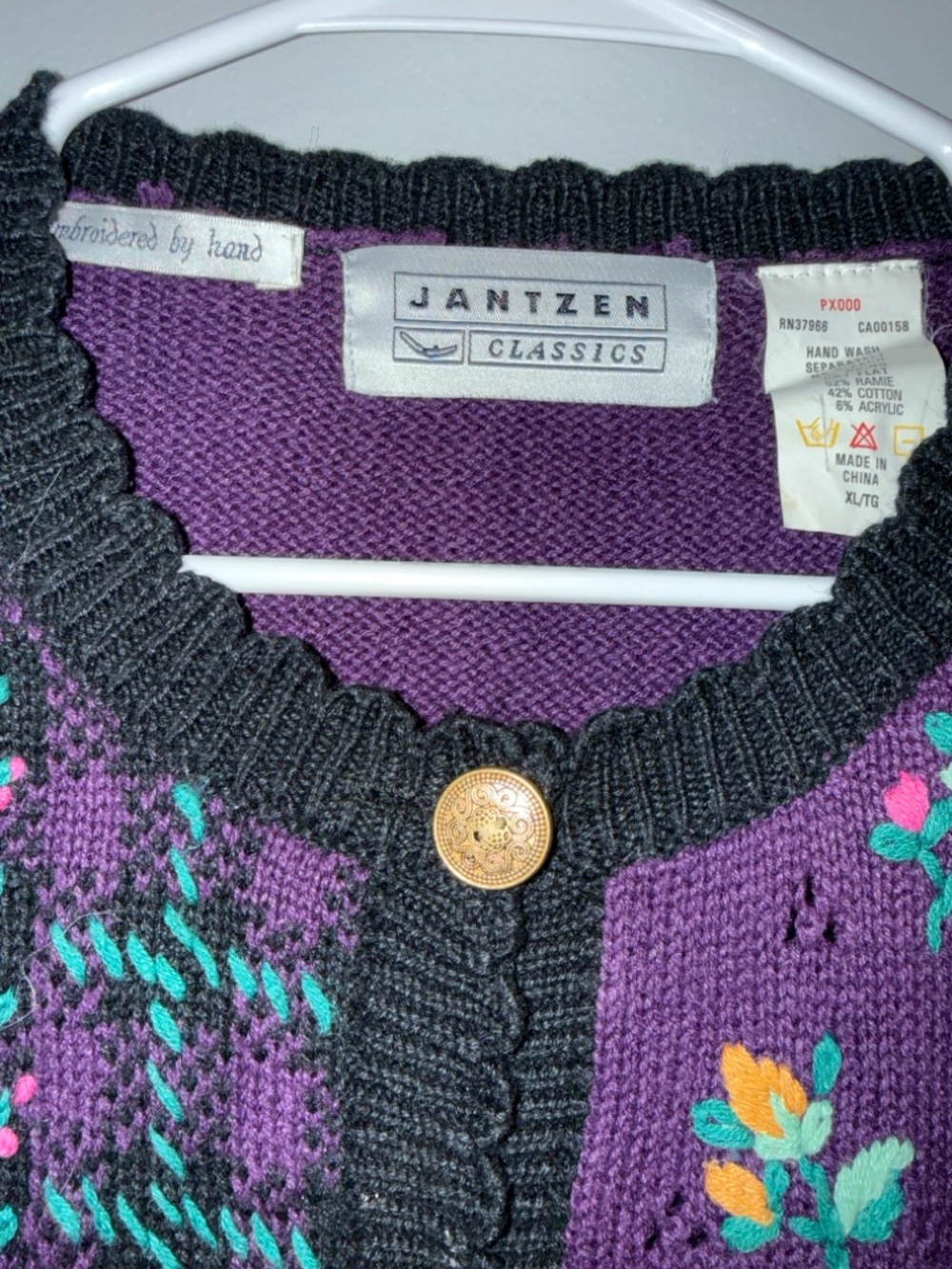 Jantzen Purple and Black Floral Patchwork Cardigan - Picture 6 of 10